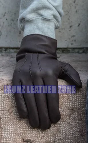 Winter High Quality Genuine Sheepskin Leather Gloves Men All Han