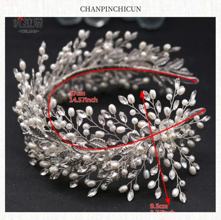 Luxury Rhinestone Wedding Headbands Glass Tiara Crystal Headpiece Bridal Hair Accessories Sliver Golden Headband