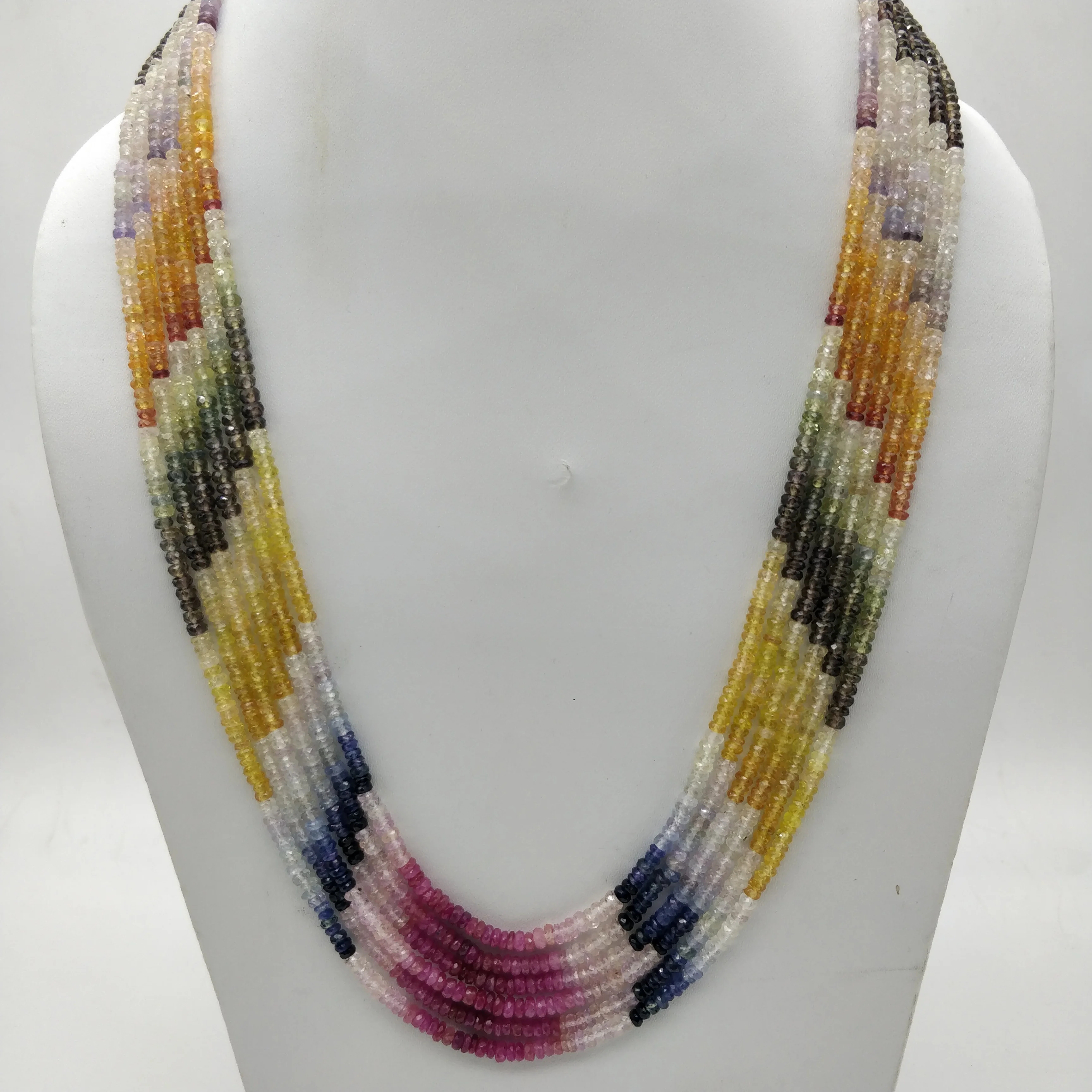 Best Quality Natural Mutli Sapphire Faceted Rondelle Beads Necklace Directly From Indian Supplier .