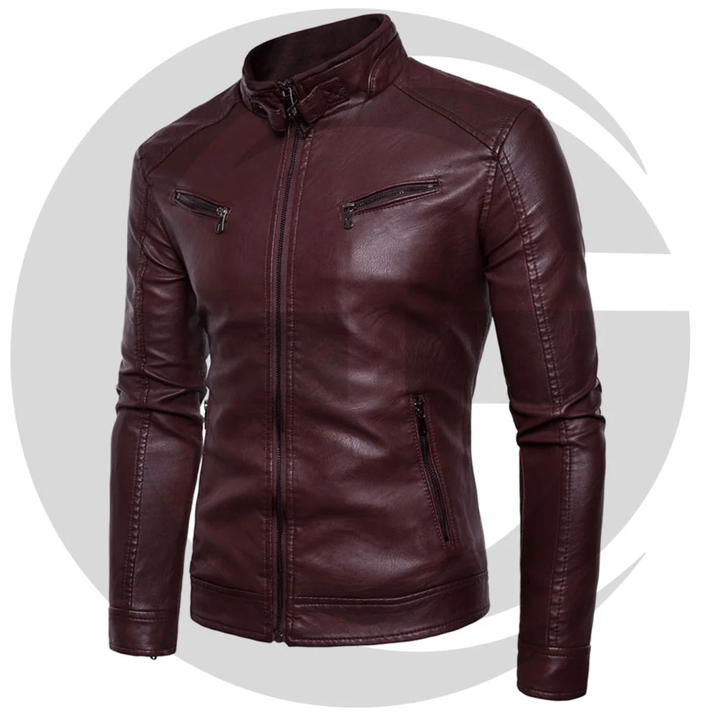 Men Slim Fit Leather Jacket Wholesale Plus Size Men Leather Jacket