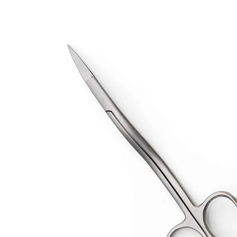 Изогнутые Ножницы для вышивки аппликаций с загнутой ручкой машинной и тканевых стежков (серебристые средние)