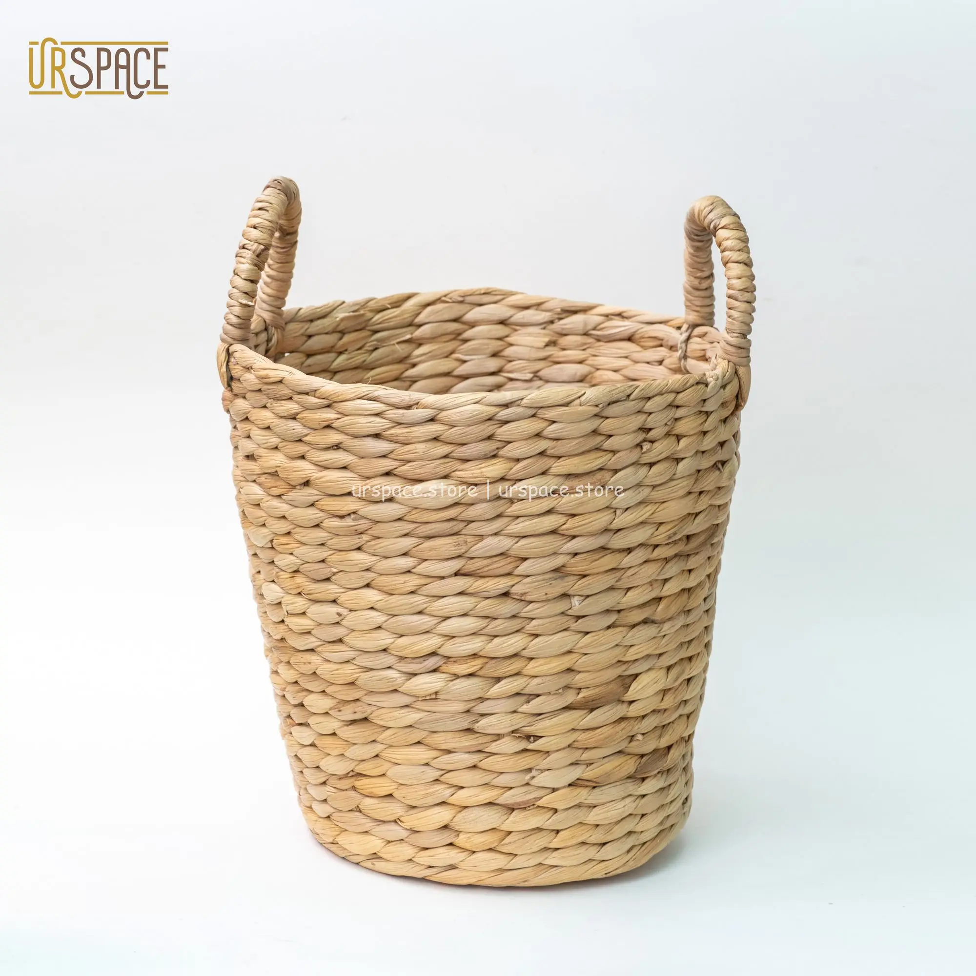Ring handles braids easily to carry supple thick basket organization Hand-woven Water Hyacinth Storage Basket from Vietnam