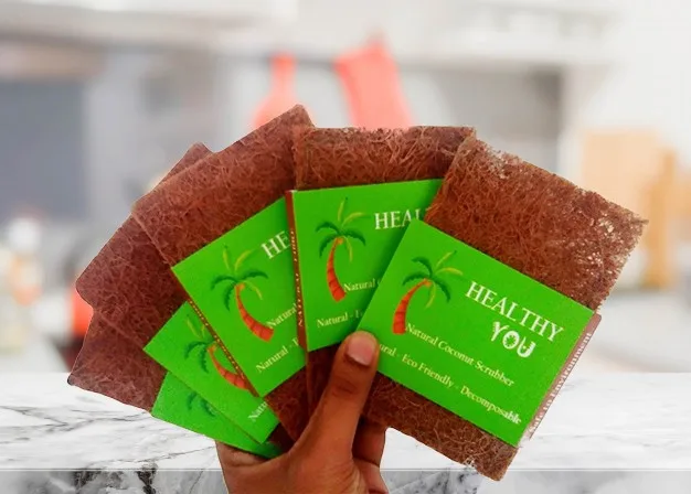 Factory Wholesale COCONUT SCRUBBERS LOOFAH NATURAL COCONUT KITCHEN SCRUBBER FOR DISH WASH