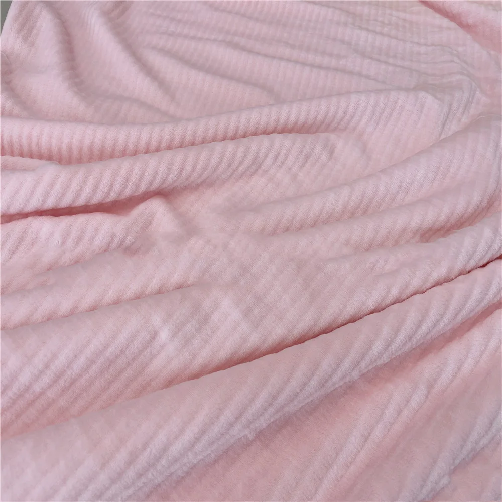 China plain double-sided cut flower pajamas homewear polyester soft velvet flannel plush jacquard rainbow fabric