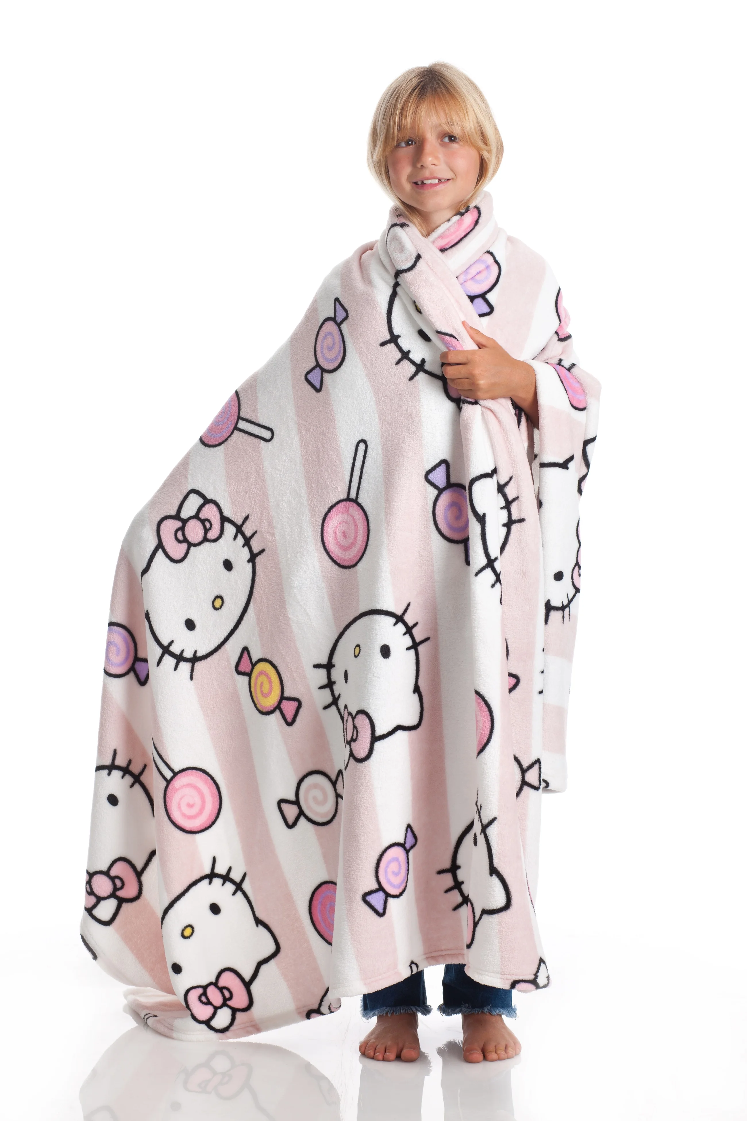 100% POLYESTER HIGH QUALITY HOT SALES AMAZON FLEECE PLUSH FLANNEL HELLO KITTY THROW BLANKET MICROFIBER BEDDING PINK WHOLESALE