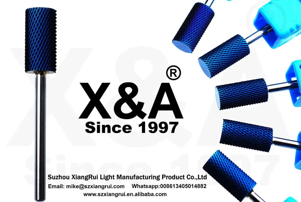 
X&A Brand Nail Drill Bit Tungsten Carbide Burr Big Barrel Nail Beauty Blue 3/32' drill bit 