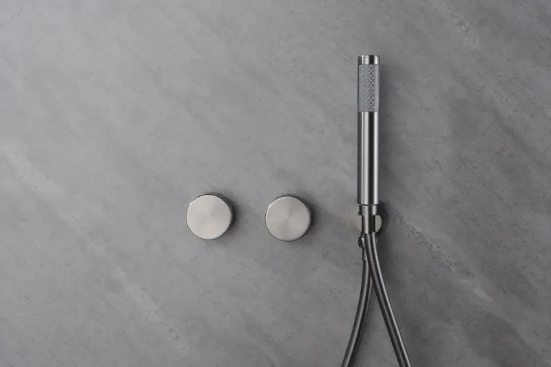 Minimalist Luxury Wall Mounted Rainfall Shower Head System 2 Way Matt Black Rain Shower Mixer Combo Set