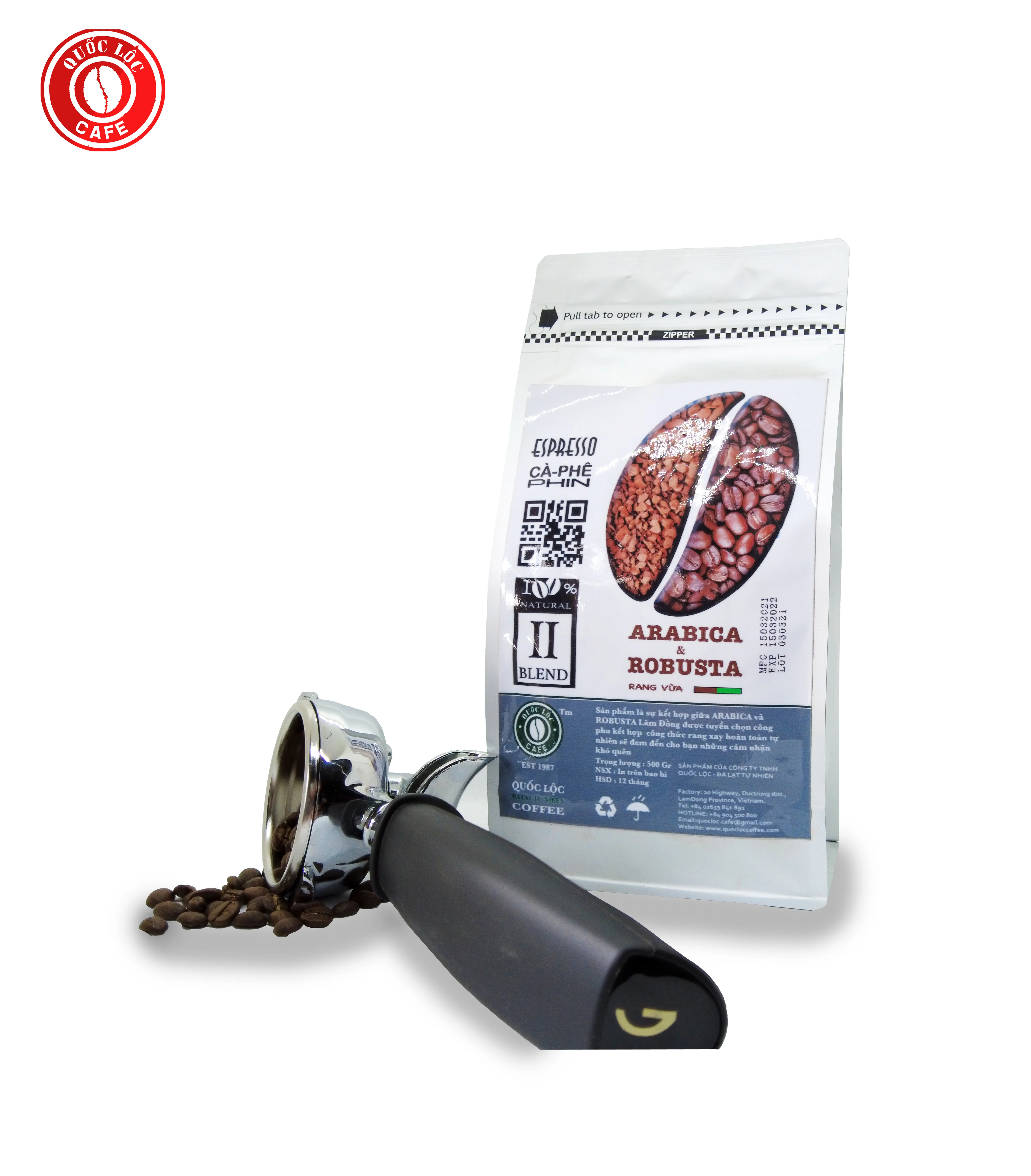 Packing in Bag 100% Arabica roasted type Quoc Loc Arabica Robusta coffee from Vietnam