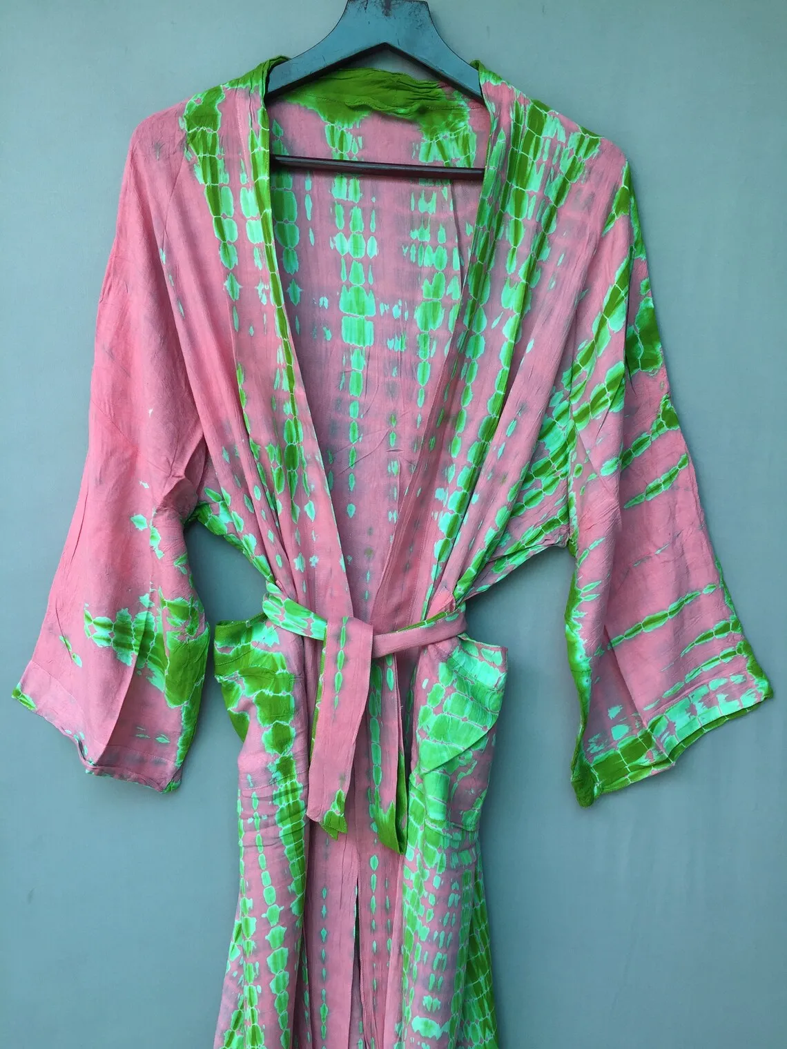 High Quality Tie Dye Work Women Kimono Kimono Robe Vacation Holiday Look Front Open Wide Long Sleeve Casual Dresses