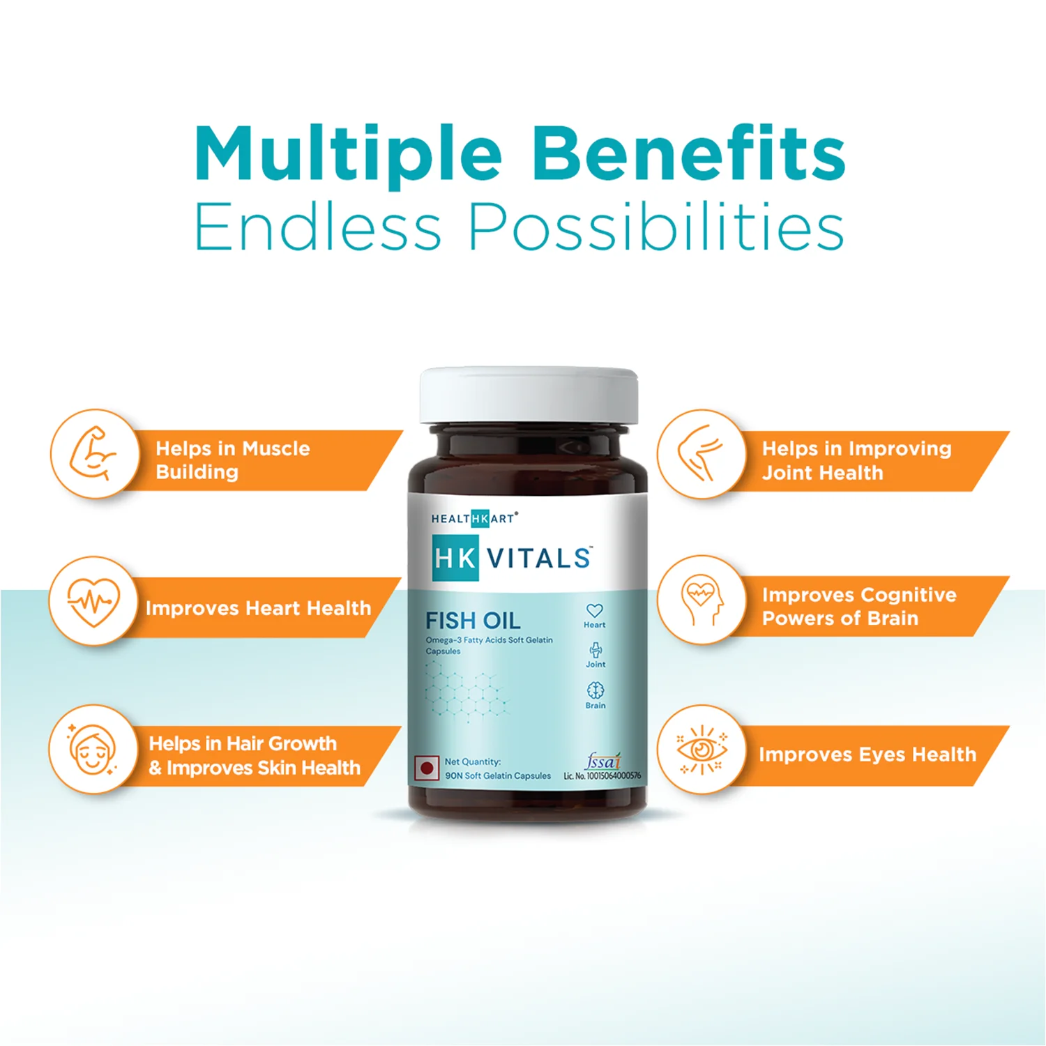 Мягкие желатиновые капсулы HealthKart HK Vitals Omega 3 для правильного развития плода и здорового старения