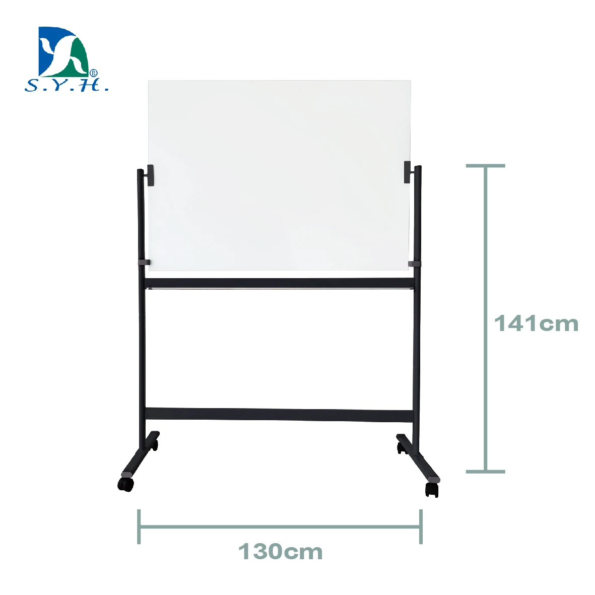 Double side reversible  tempered  magnetic glass whiteboard with stand