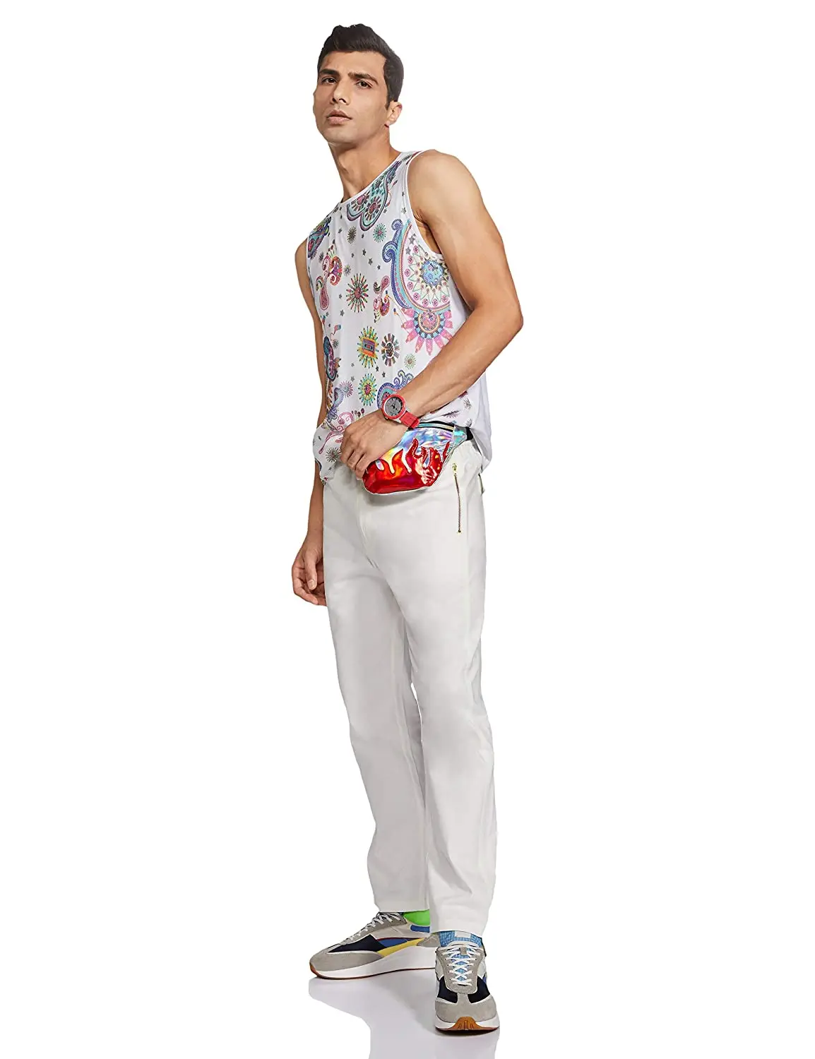  Мужская майка с принтом Ярко-белая сублимационным