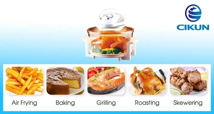 12L 1300w freestanding plastic white color glass roaster halogen mini electric convection oven