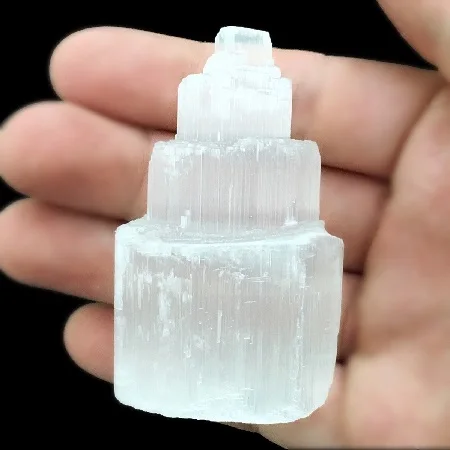 Натуральный Кристалл селенит мини-Башня 3-4 дюйма Исцеление и Рейки башня лампа полудрагоценный камень ремесло небо скребок