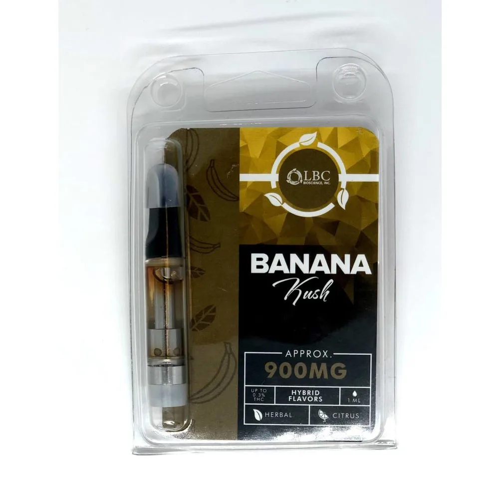 LBC CBD банан Kush Delta-8 картридж 900 мг с полным спектром органического конопляного экстракта, картридж испарителя