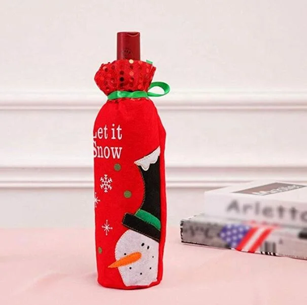 Vietnam Factory Custom Durable Non-woven Santa Bottle Sleeve Christmas Wine Bag
