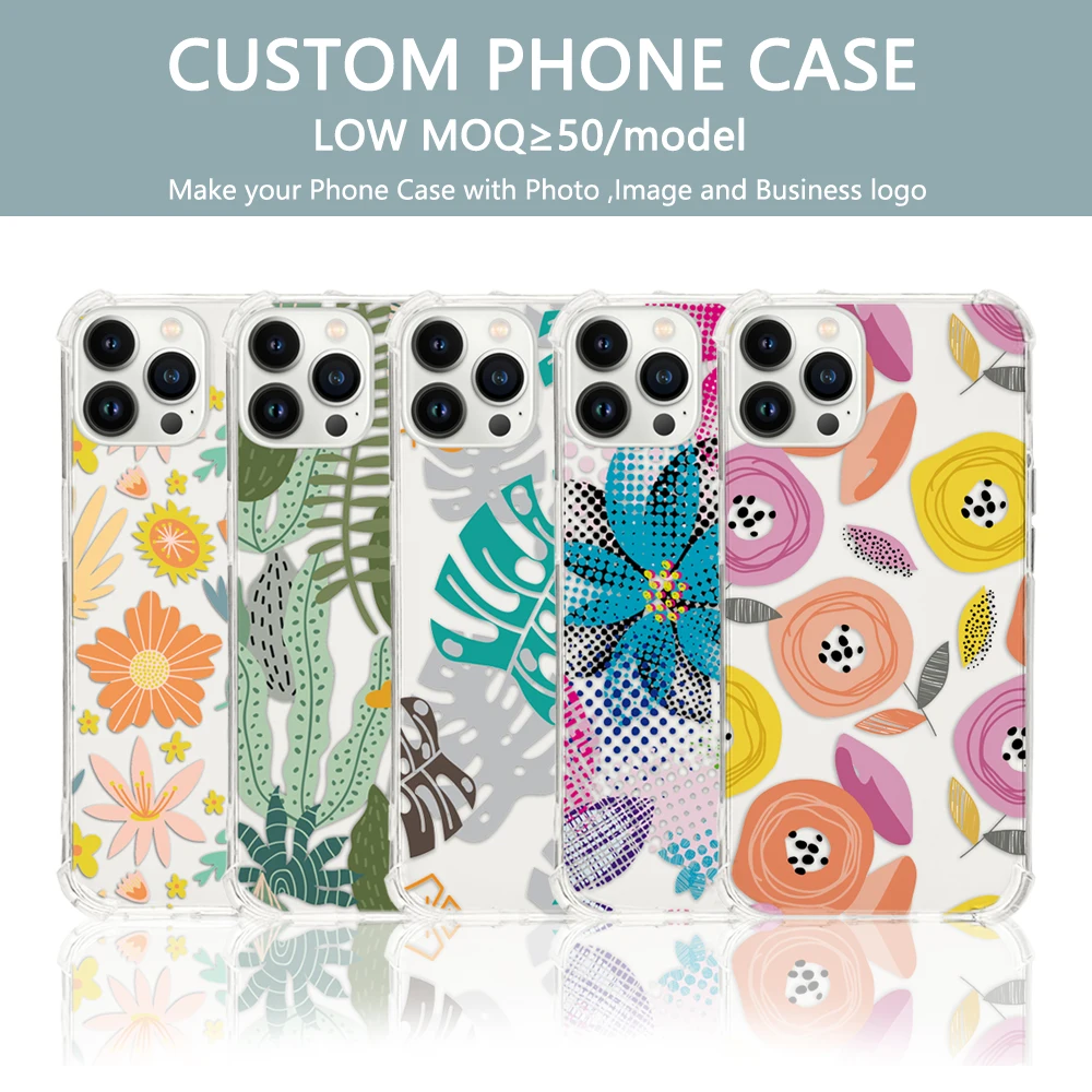 Manufacturer Customize Print Tpu Clear Production Flower Bulk Mobile Cover Made Cell Phone Cases Custom Logo for Iphone 13 Pro