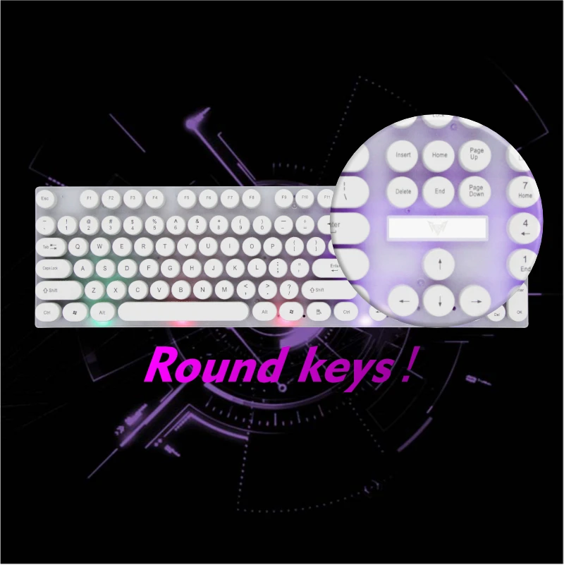 Mechanical keyboard mouse gaming combo with led light round shape button gamer keyboard with mouse