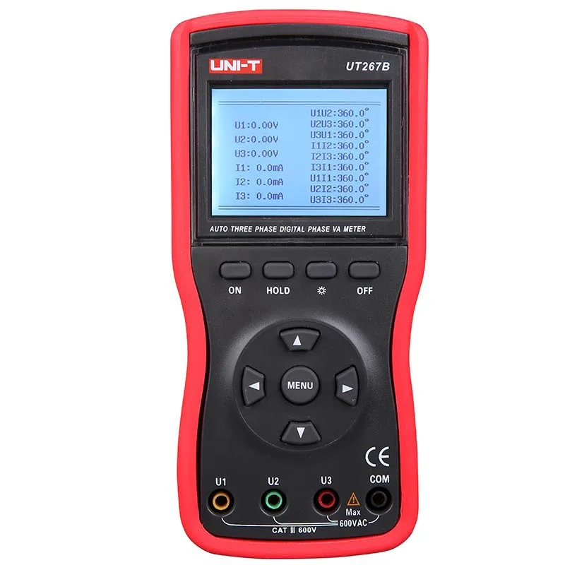 
UNI-T UT267B Intelligent 3 Phase Clamp Voltammeter Three Clamp Phase Voltmeter Power Meter Sequence Measurement AC 600V/20A 