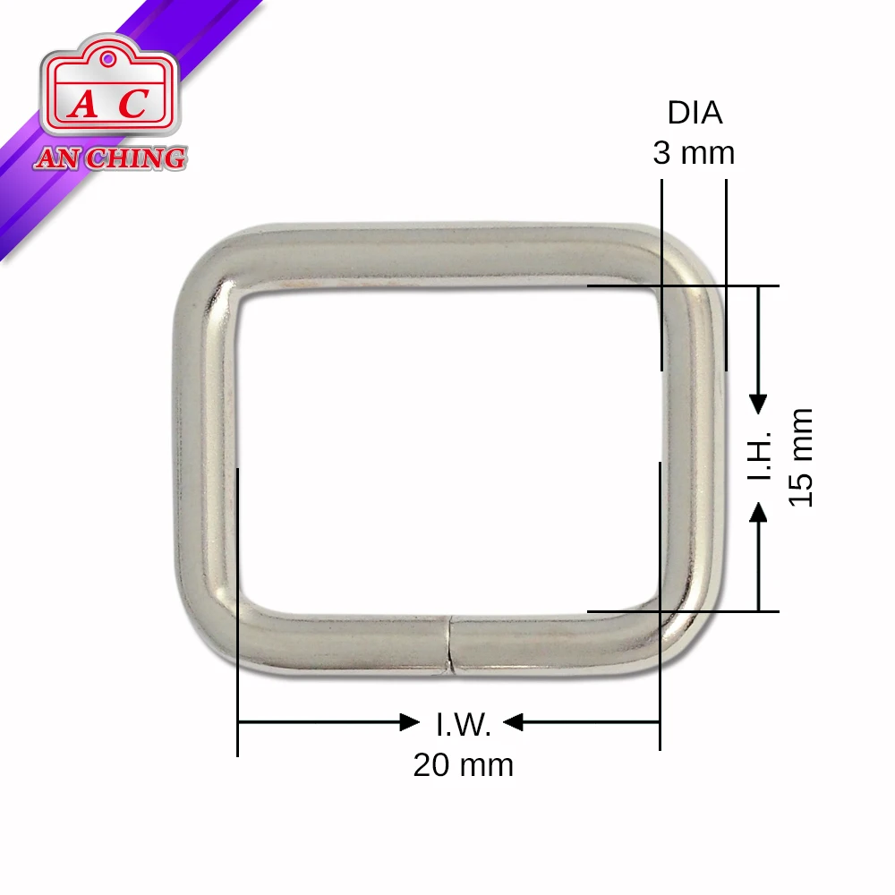 Bag Hardware Inner Width 20 mm Rectangle Metal Ring