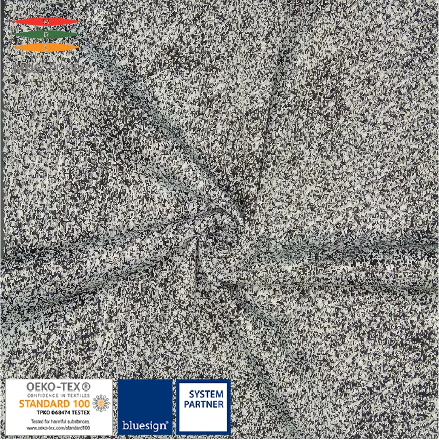 
SPORTSWEAR JERSEY ECO-FRIENDLY 52%RECYCLE POLYESTER 48%CD POLYESTER CIRCULAR KNIT HYDROPHILIC COMPUTER JACQUARD 