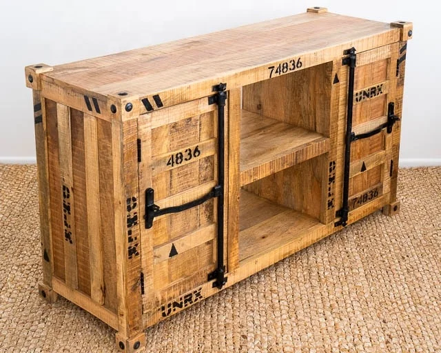 roots solid mango wood tv cabinet 2022 container style wooden tv cabinet