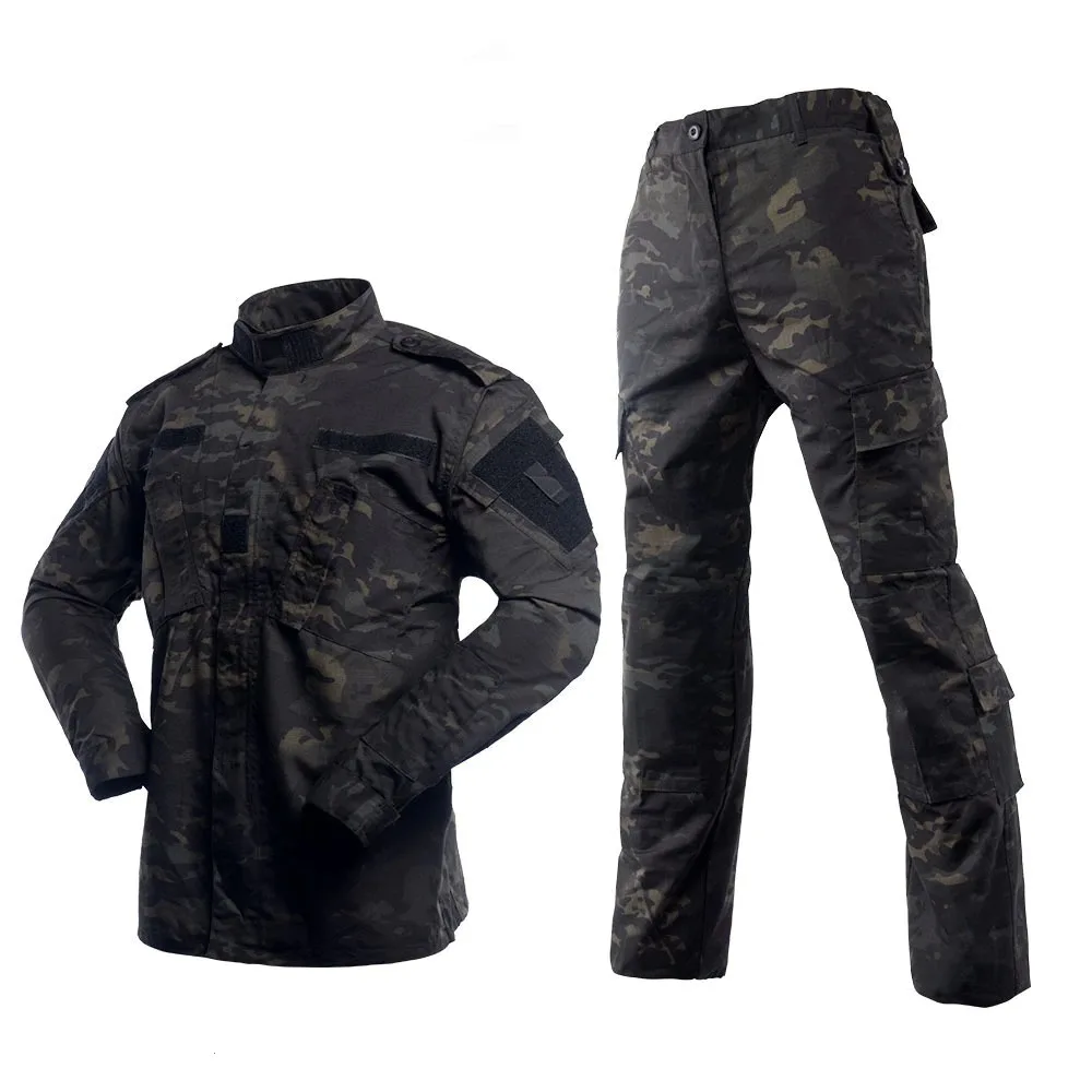 High Quality Multicam Tactical Military Camouflage Combat Uniforms frog suit Long Sleeve Army T Shirt Pants