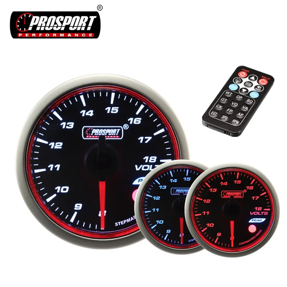 УФ-фильтр 52 мм с красным кольцом автомобилей с напряжением 12 В LED дисплей Вольтметр Калибр 3 вида цветов белого и синего цвета Янтарная подсветка предупреждение Пик функция отзыва автомобиля