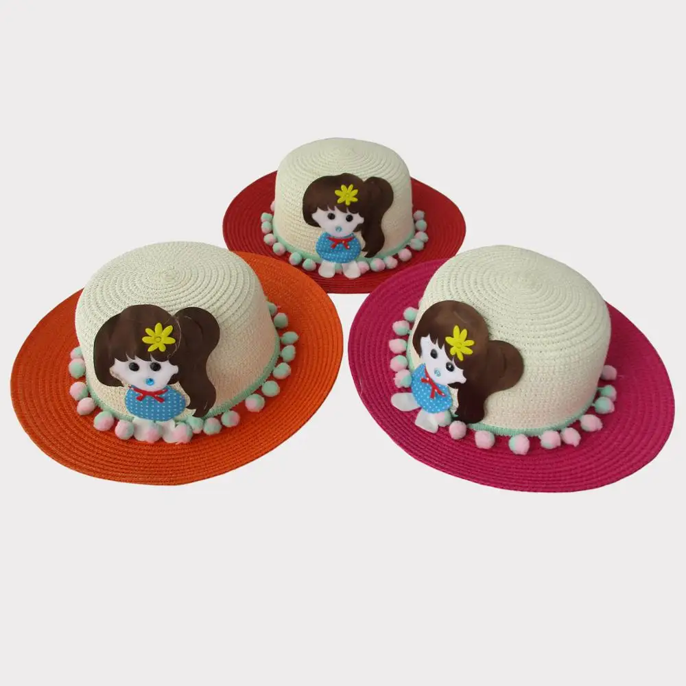 Fashional Handmade Hat For Girls Bucket  Raffia Straw hat Wholesale handicraft