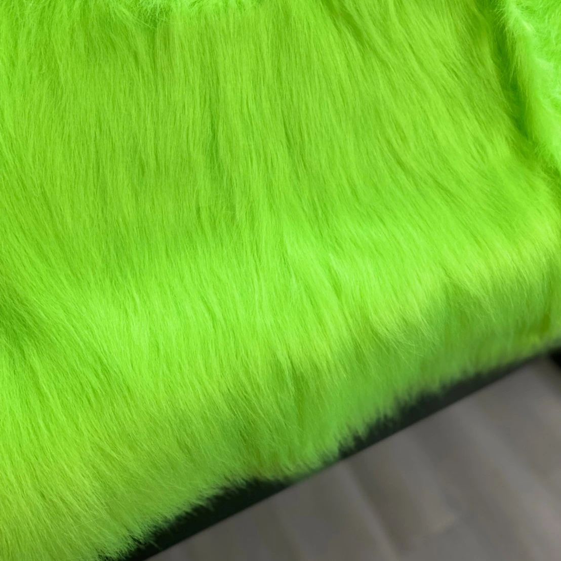 Neon Green Color Long Pile 100mm Luxury Acrylic Polyester Faux Fur Fabric Thailand High Quality