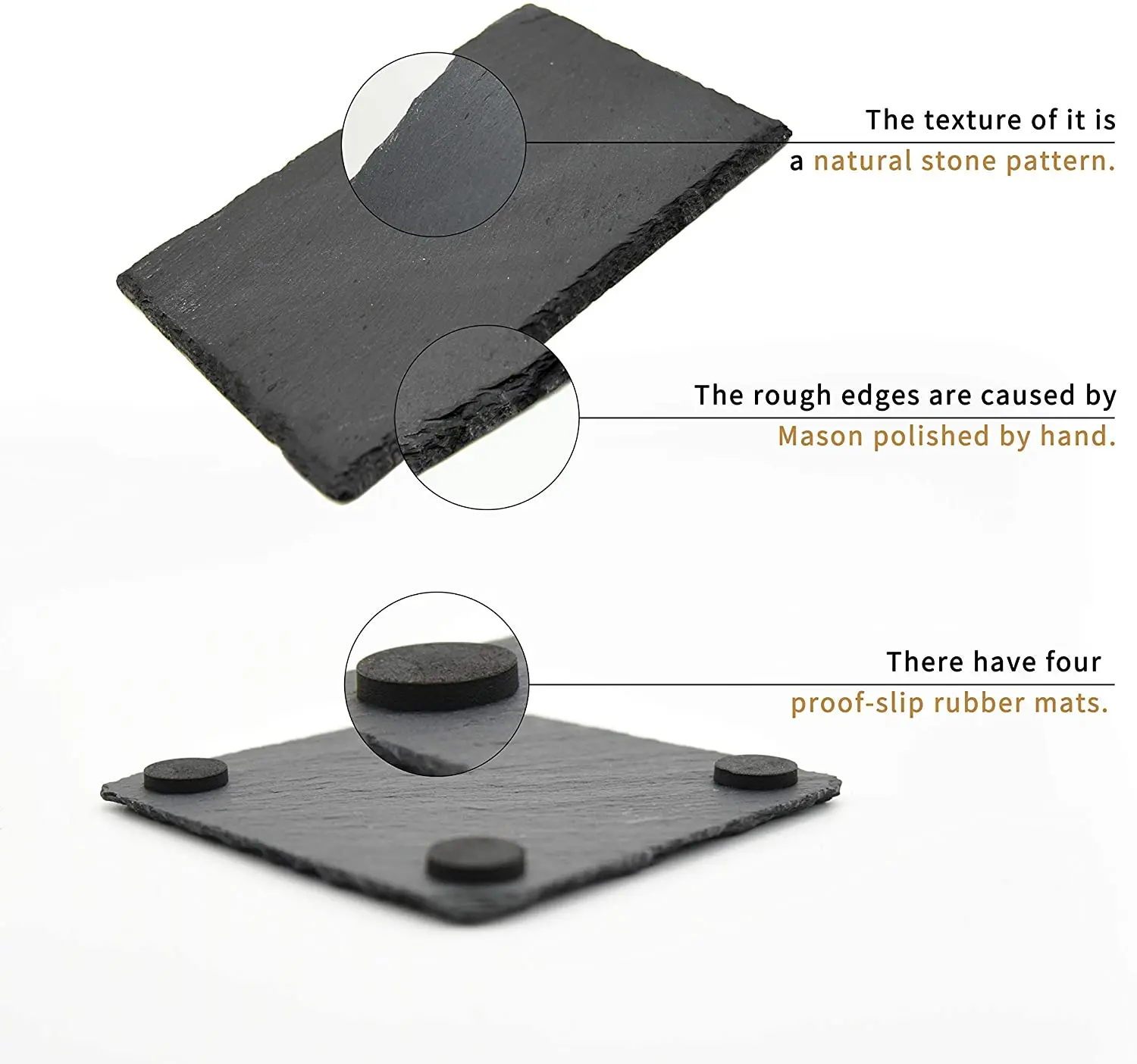 game of Thrones Can engrave logo custom high quality black stone natural side square cafe decoration cup mat dissipation