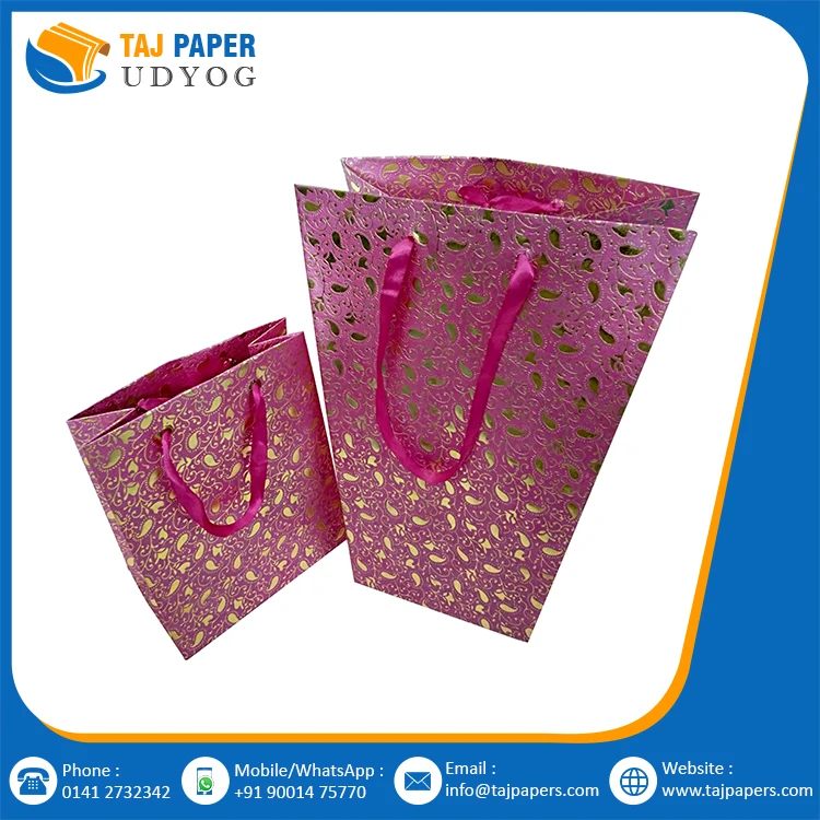 Customized Printed Ribbon Handle Paper Bags White Green Design Gift Use Eco Friendly Handmade Decorative Flower Paper Bag Gift