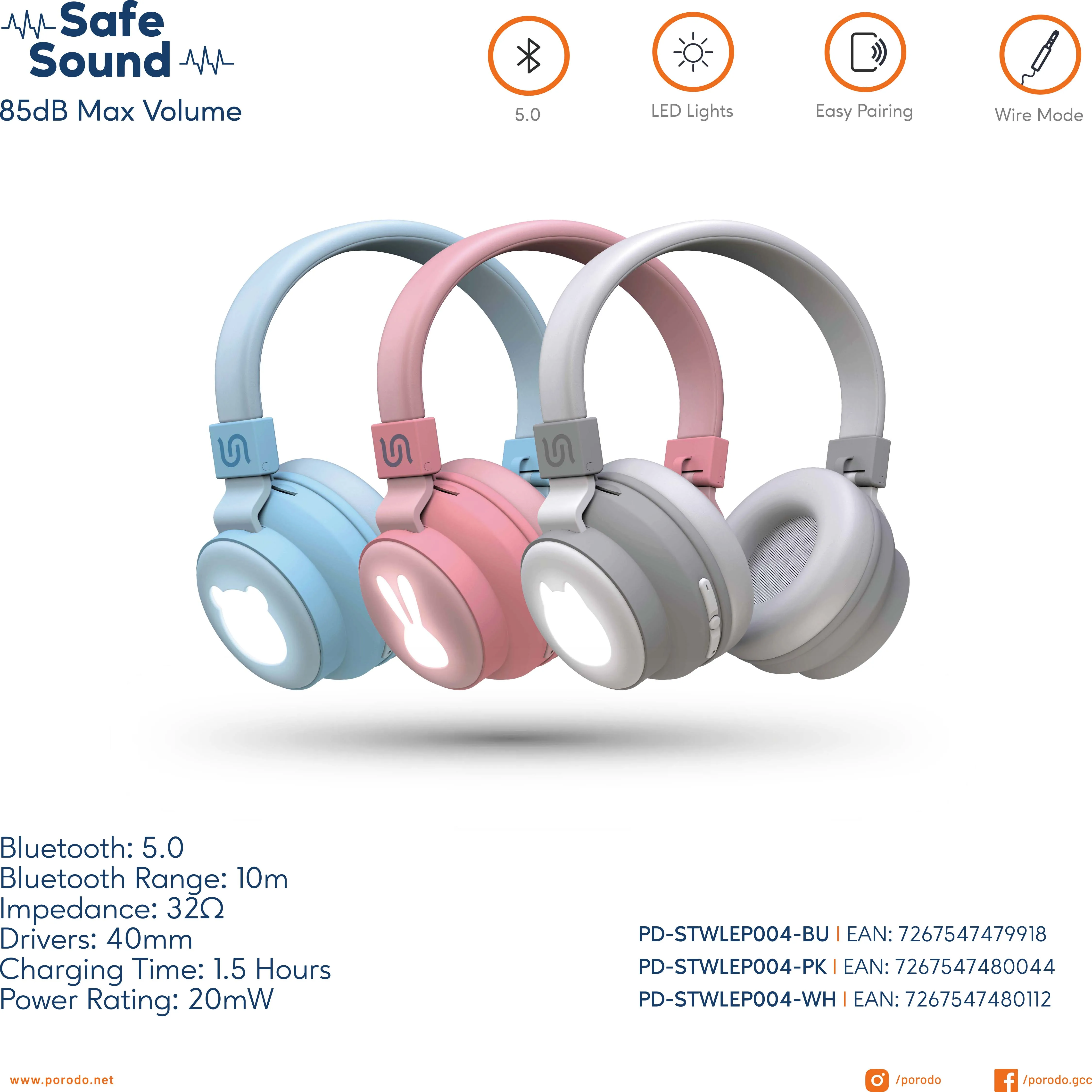 Трендовые Soundtec от Porodo накладные беспроводные наушники для мобильного телефона водонепроницаемые кожаные удобные игр и путешествий