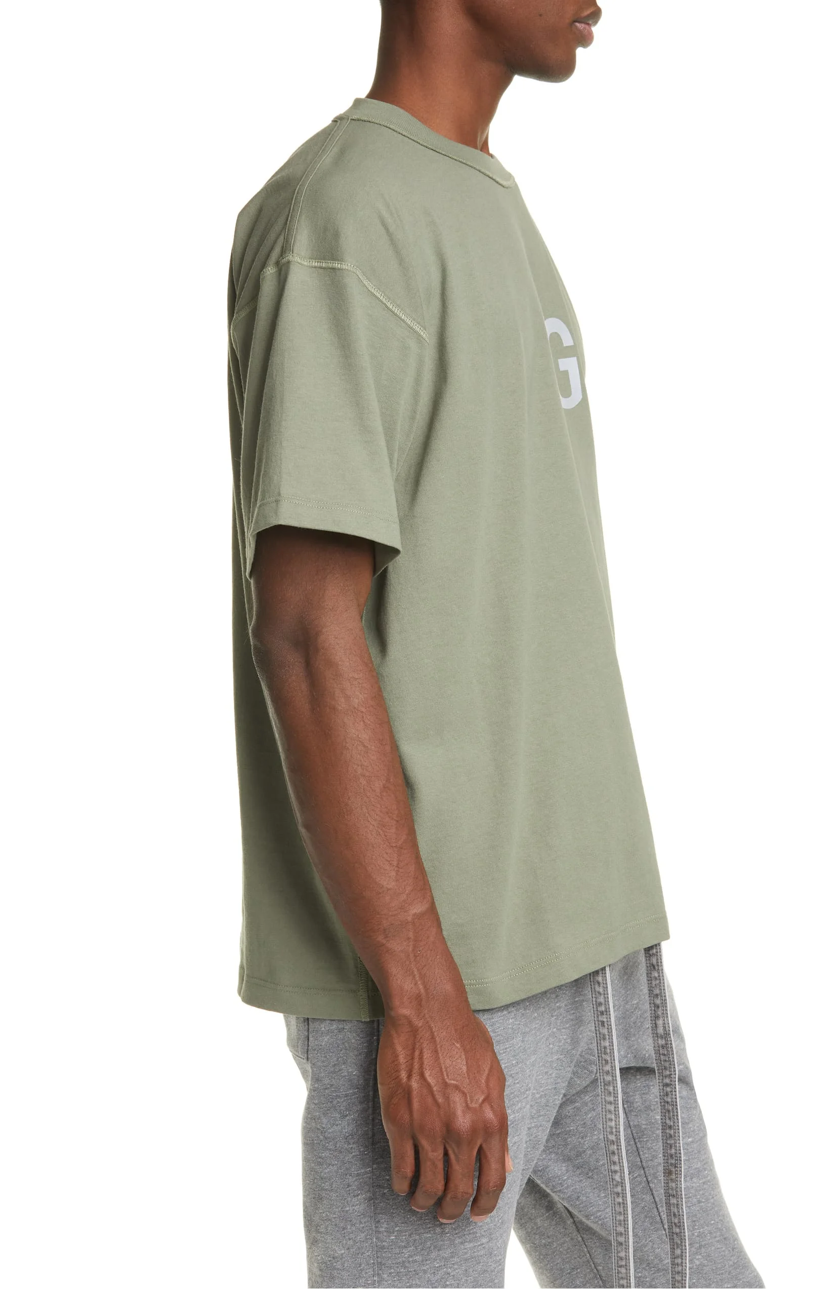 MGOO Combed Cotton Custom Printed Drop Shoulder Oversized Tee Reflective Logo T Shirt