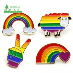 Wholesale Custom Red pink Ribbon Pins Rainbow Gay Pride Enamel Lgbt Lapel Pin Fist Shape Badge Shirt Suit Pins