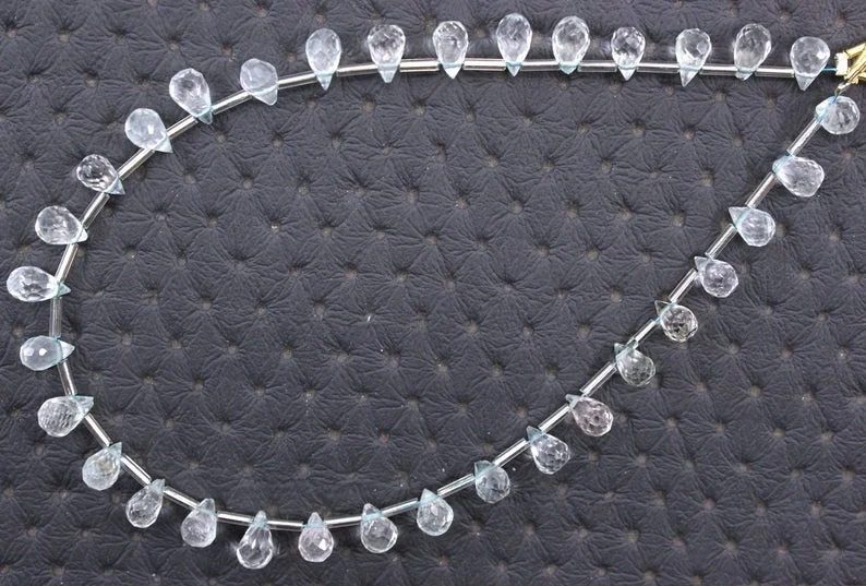 Натуральный Аквамариновый драгоценный камень 33 шт. граненые крошечные каплевидные бусины