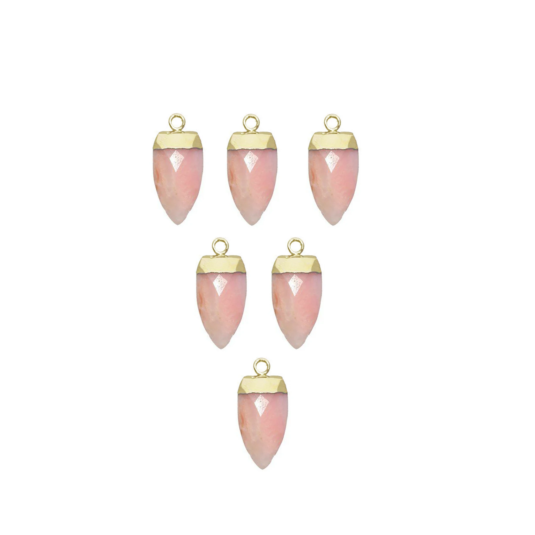 Pink Opal Gemstone Gold Electroplated Half Marquise Shape Pendant Jewelry GH-19