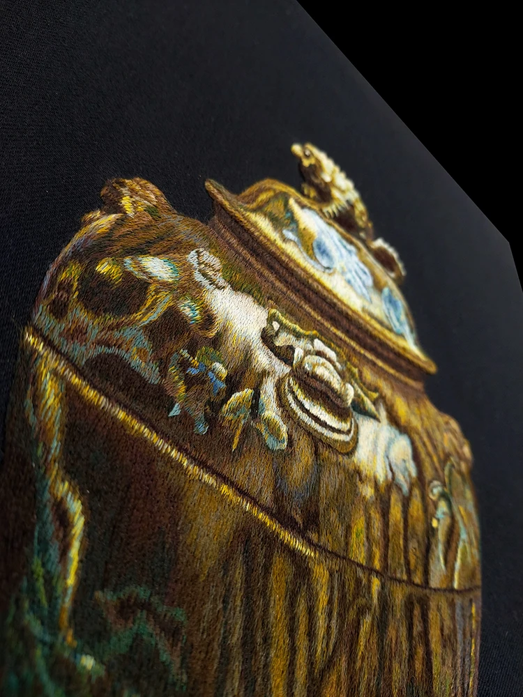 Traditional Style The Antique Jar 21 Still Life Hand Embroidery Paintings on Thread Silk Cotton