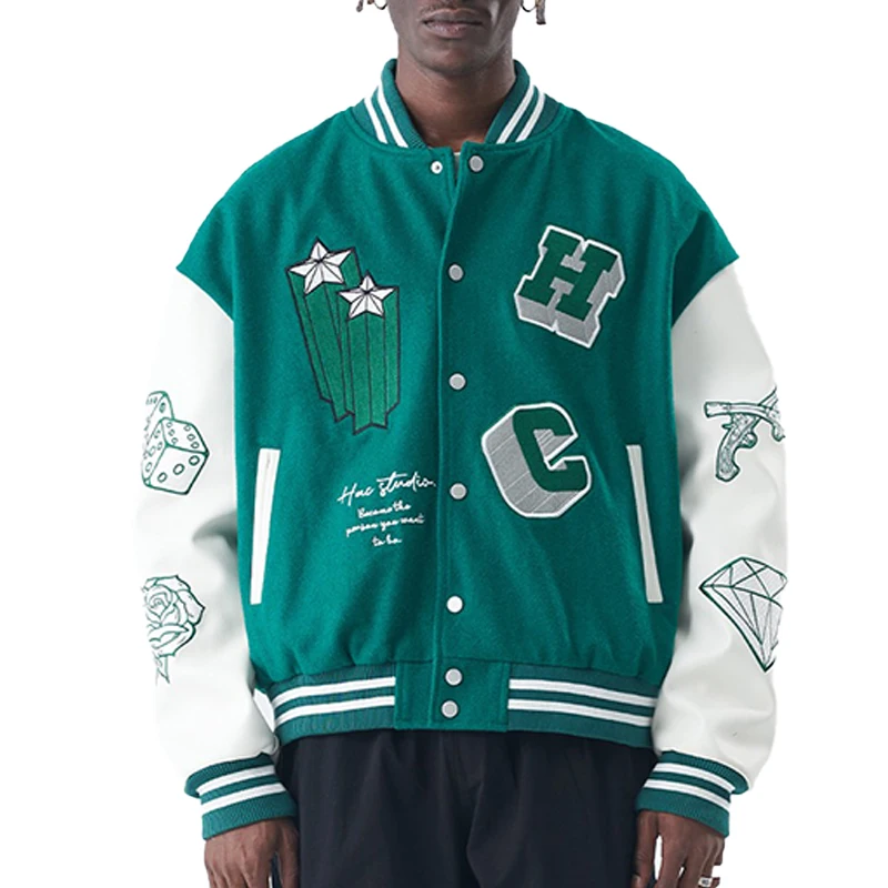 Wholesale Embroidery Logo Baseball Bomber Mens Custom Varsities Jacket