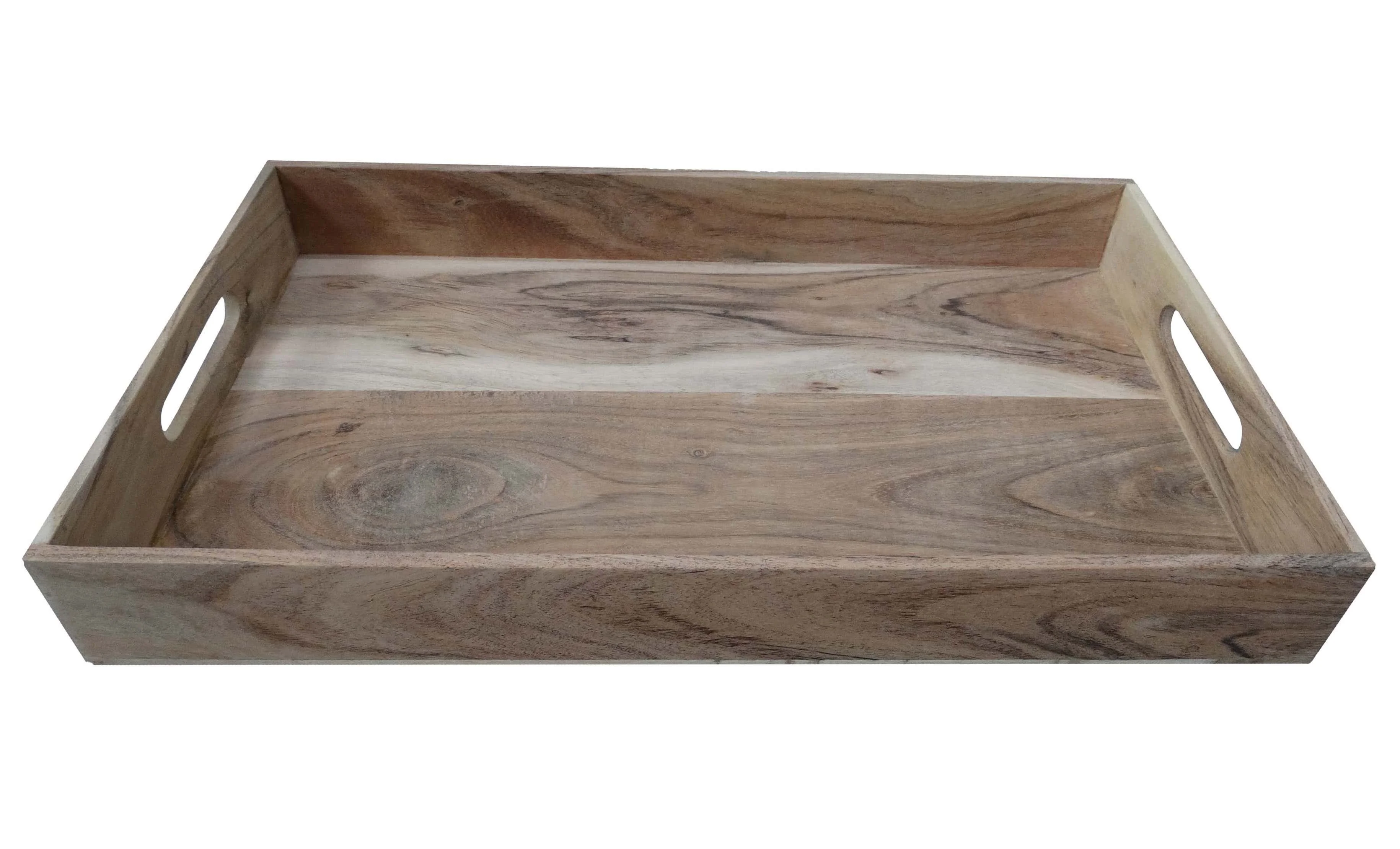 Rectangle Wooden Tray Large Size Natural Finish High Quality Handcrafted Acacia Wood Home Hotel Food Drinks Serving Wooden Tray
