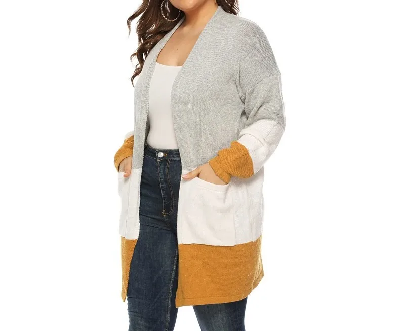 fat women customized colorblock women sweater knitted