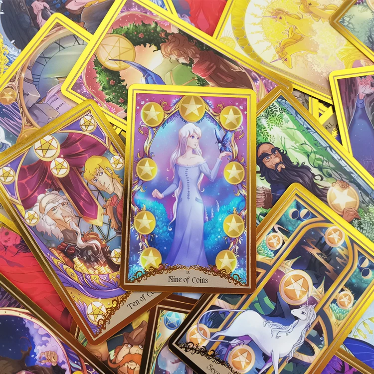 Новый дизайн Роскошная золотая фольга тиснение логотип на заказ карты Tarod Tarot большого размера