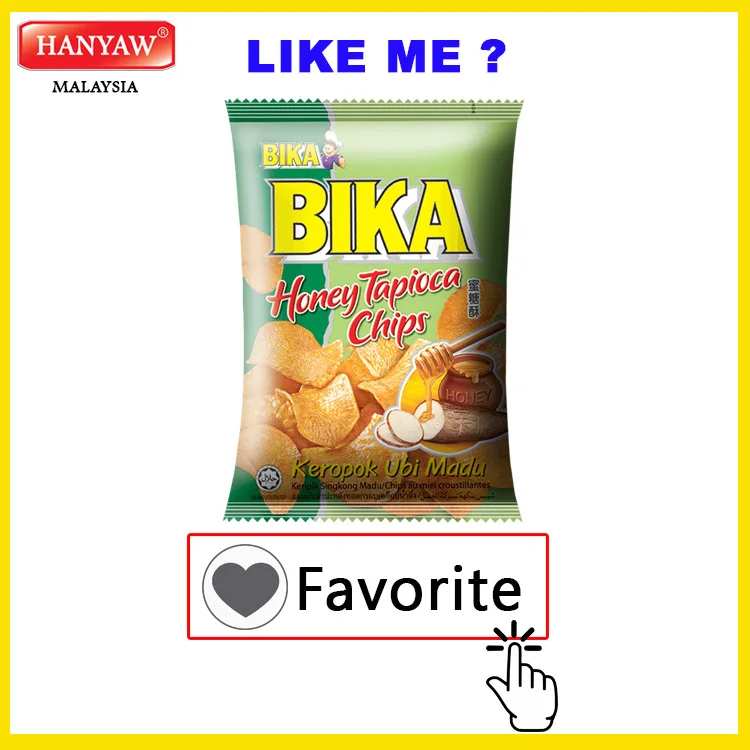 [Малайзия] Быстрая доставка + сертифицированные Халяль чипсы BIKA Honey Tapioca (10 шт. x 6 мешков x 70 г/коробка)
