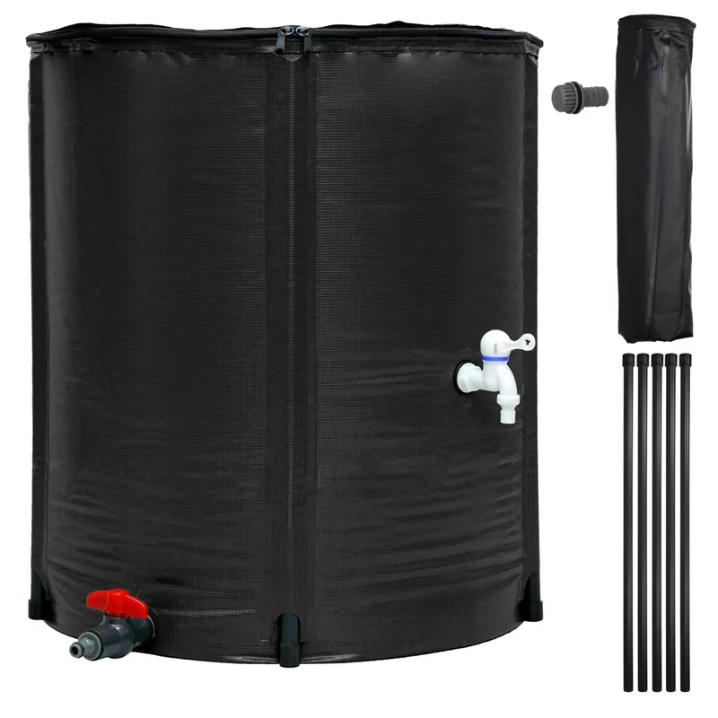 Permanent  Black Collapsible 100 gallon Small Garden Rain Barrel Water Tank