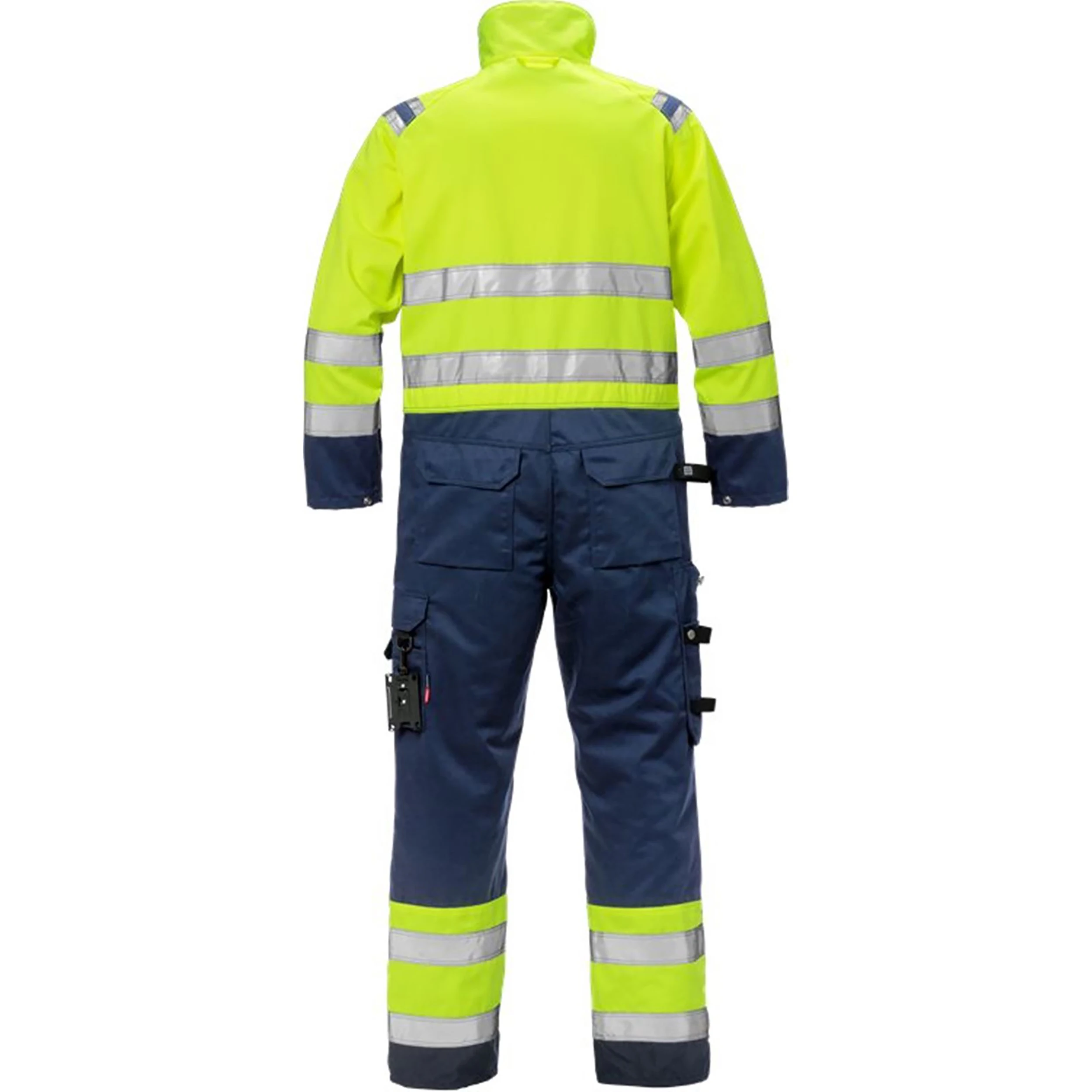 Reflective safety overall fluorescent security work wear uniform hi-vis suit Custom  coverall with multi-pockets safety hi-vis