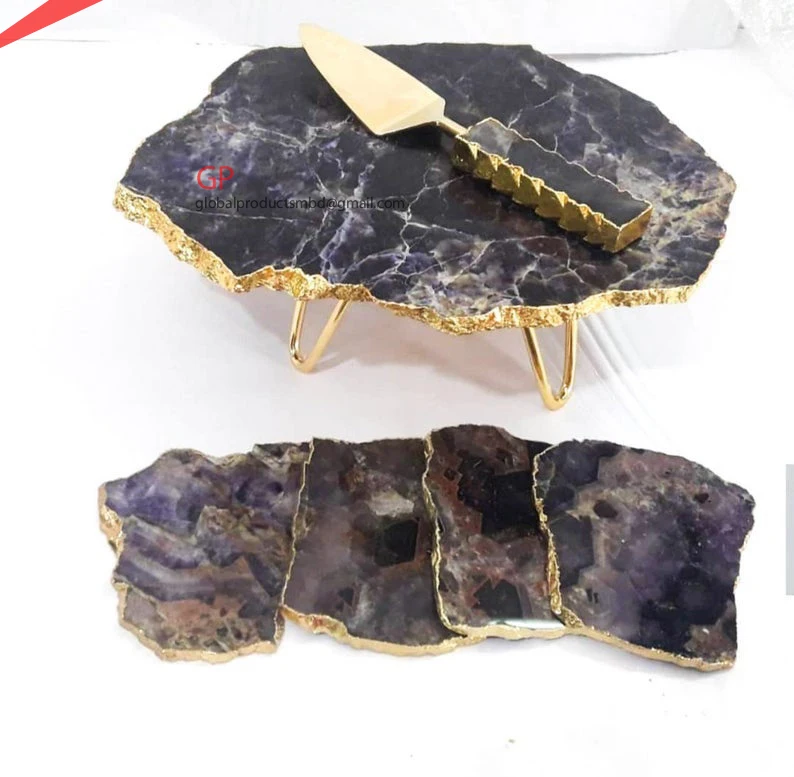 rose quartz cake display stand pink agate cake stand with gold trim for wedding & party