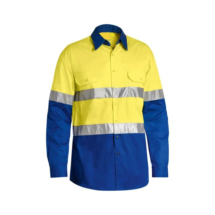 New Work shirt Two tone hi vis 100 cotton shirts rip stop spliced color hi vis work shirt
