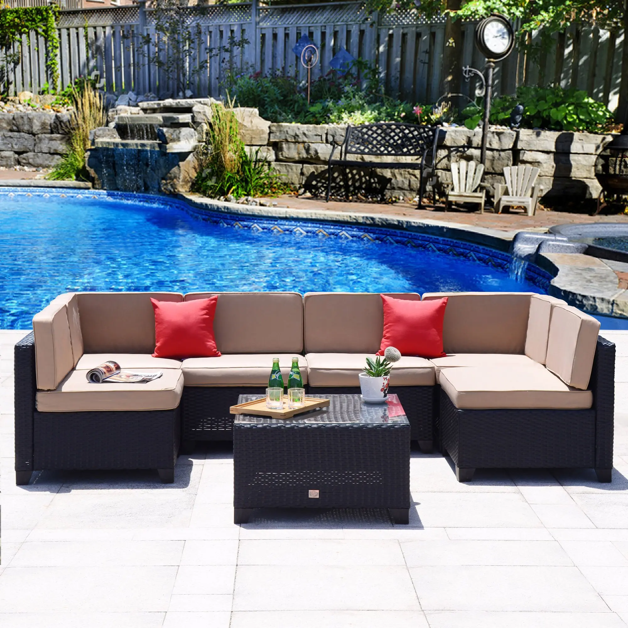 SET SOFA LUXURY OUTDOOR FURNITURE / CUSHION THICKNESS 10CM/ GARDEN FURNITURE SETS