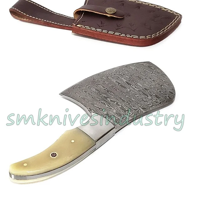 Damascus Chopper Cleaver Knife Custom Handmade Kitchen Chef Butchers Cleaver  (smk1707)