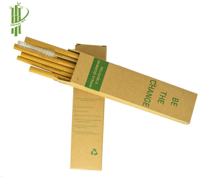 Customized Logo Kraft Paper Straws Tube Disposable Eco Friendly Bamboo Natural Reed Rice Straw For drinks beverage Wholesale